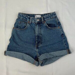 Zara Women's High Rise Mom Shorts - Size 0